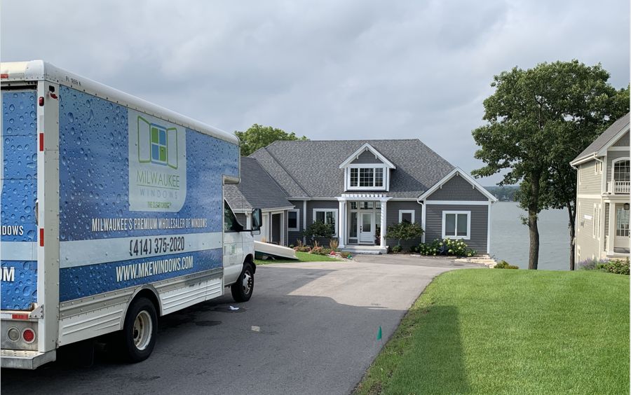 Milwaukee Windows delivery truck at a customer home